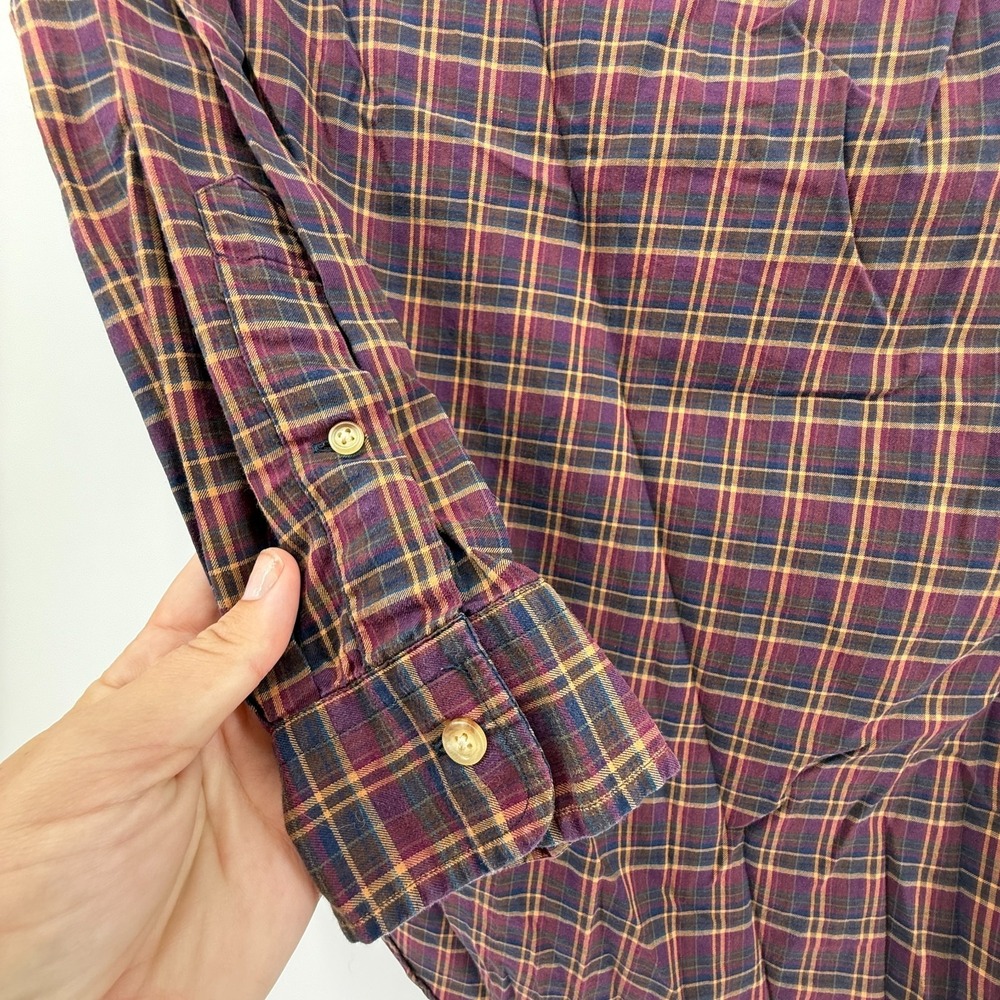 Polo Ralph Lauren Shirt Mens M Red Plaid Knit Button Up Long Sleeve Blue Pony - Picture 6 of 11